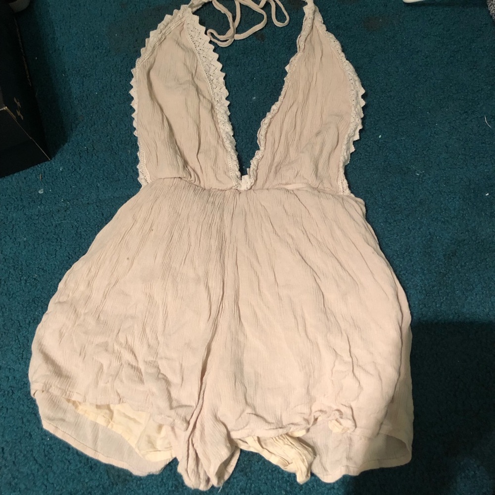 Deep V halter neck romper